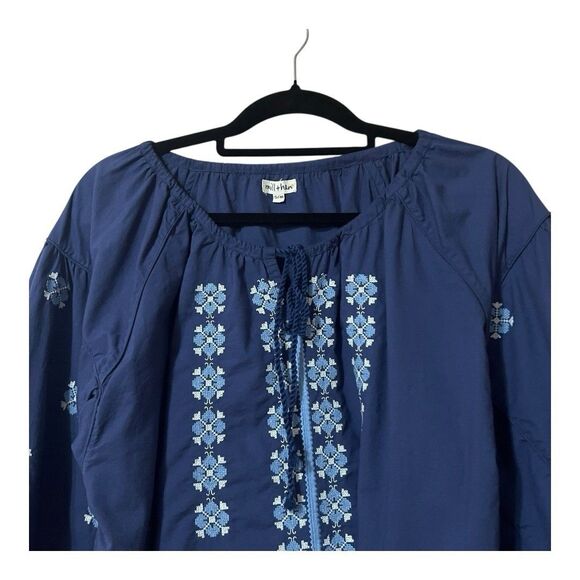 Mill + Hen Womens Size S/M Blue Embroidered Boho Tunic Top - Picture 2 of 4